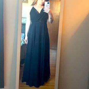 Adjustable strap black bridesmaid dress